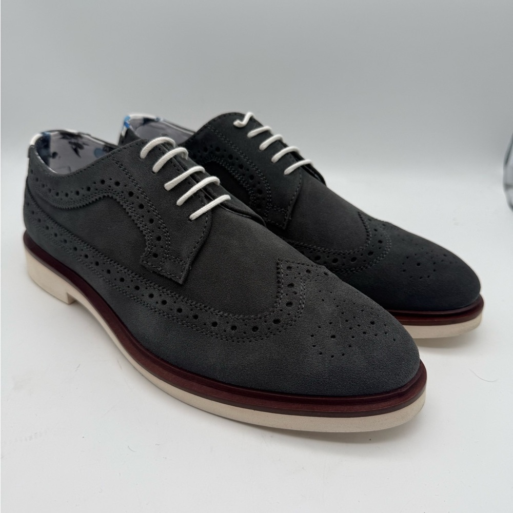 BRAND NEW Paisley and Gray Telford Men's Gray Wingtip Suede Shoes Size 10